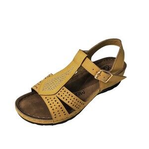 Soft Comfort Wedge Sandals 7.5 W Amber Yellow Crystal Accents